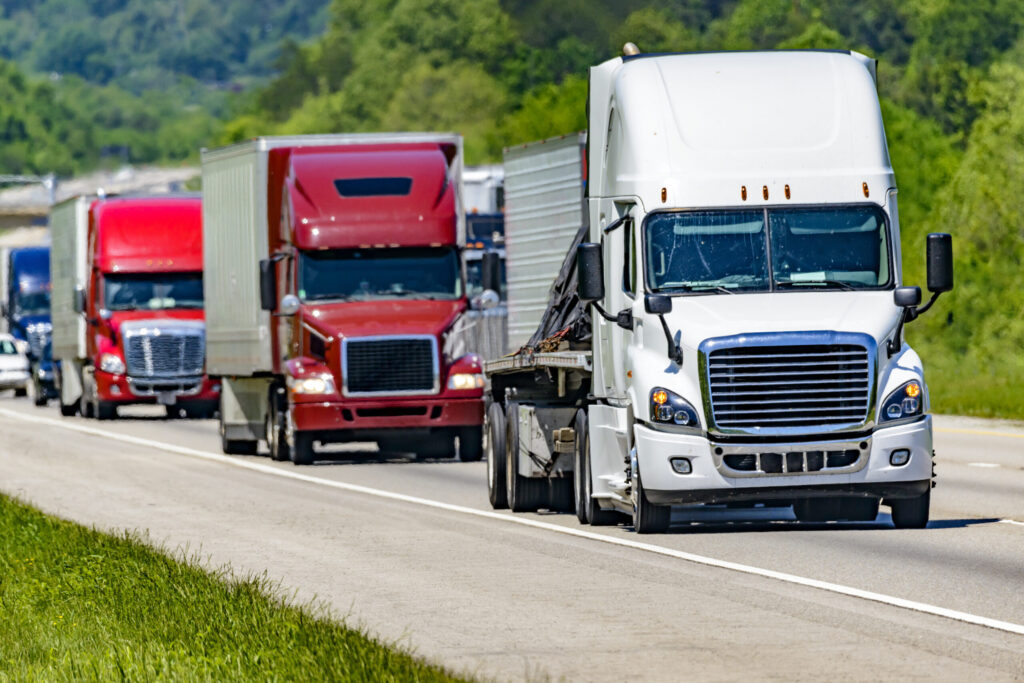 Heavy Truck Traffic On Interstate Highway