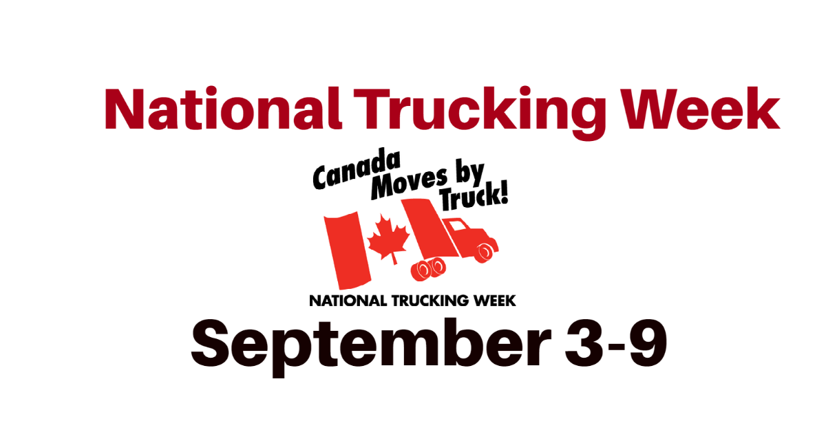 A graphic promoting National Trucking Week on September 3 to 9, 2023.