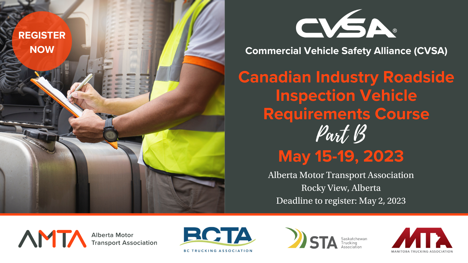 Canadian Industry Roadside Inspection Vehicle Requirements Course Part B on May 15-19, 2023