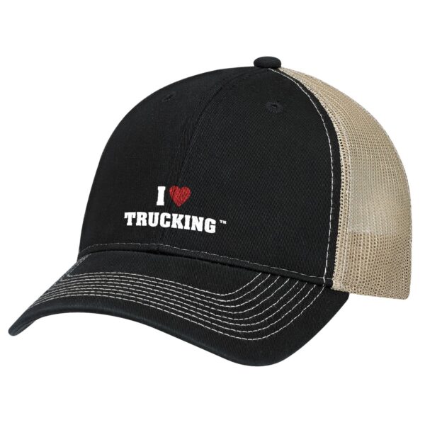 Black/beige cap with I love trucking logo