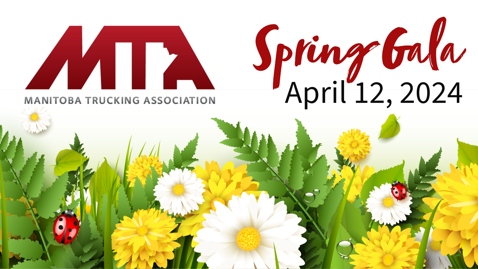A picture of spring flowers and bugs, with details about the April 12 MTA Spring Gala.