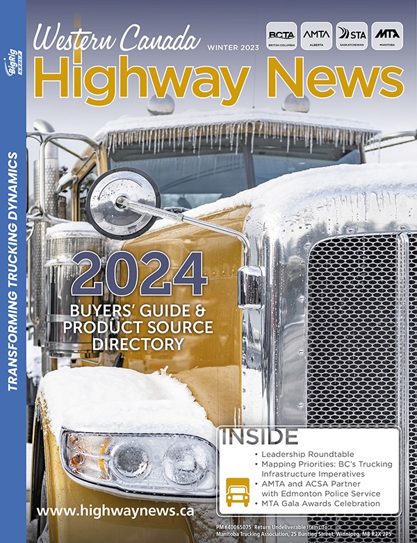 A picture of the Fall 2023 cover of Western Canada Highway News.
