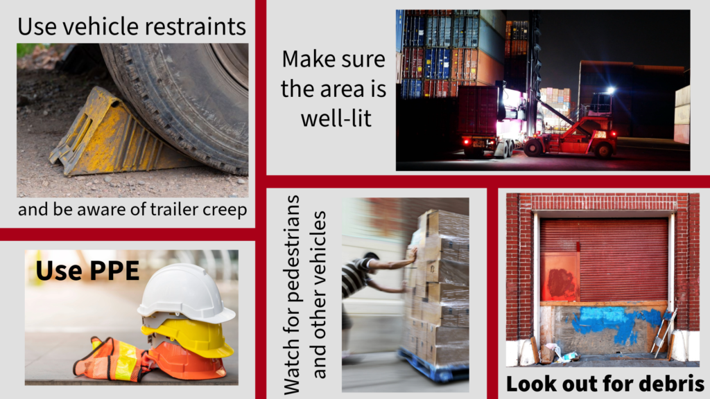 A collage of safety images related to loading docks