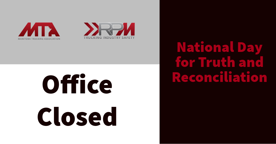 A graphic with orange on it to show the MTA and RPM office will be closed for the National Day for Truth and Reconciliation.